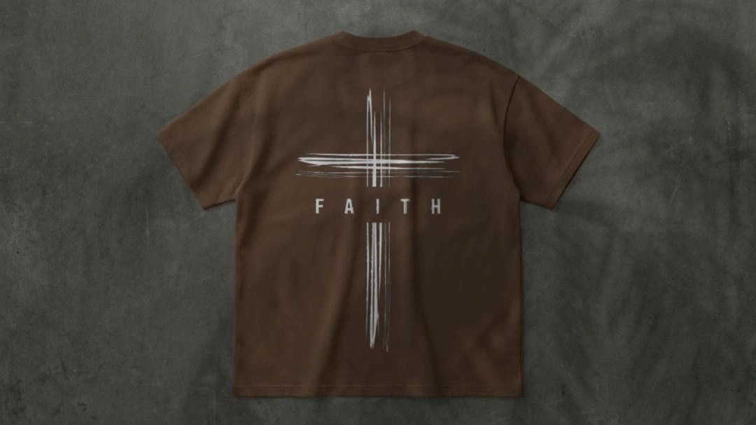 DuRoi Faith Collection Round Tee in Brown, back print